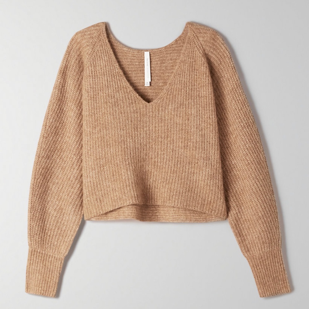 Aritzia V Neck Sweater - Babaton Tessin Sweater Tan